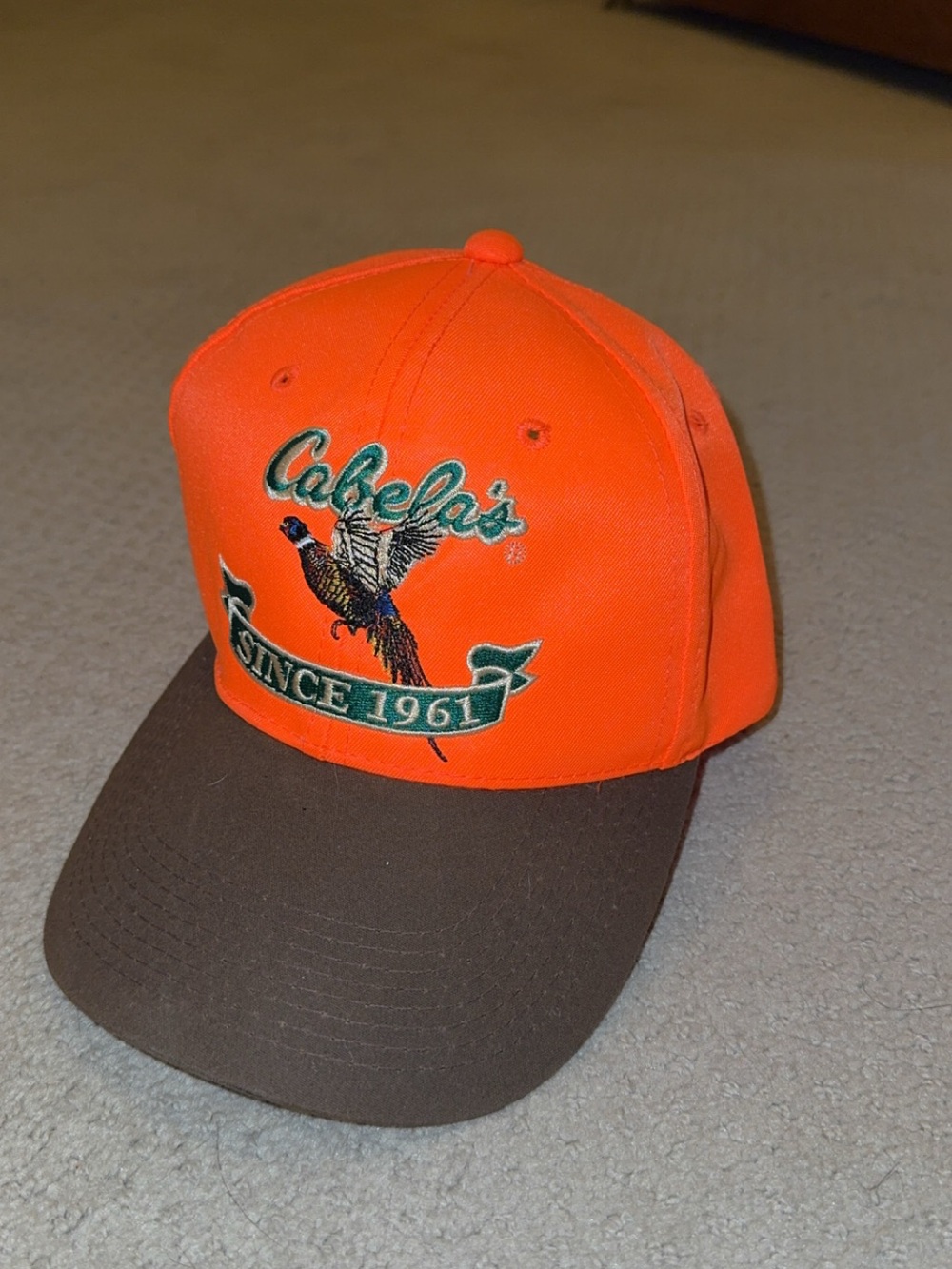 Cabela's Orange and Brown Logo Hunting Cap